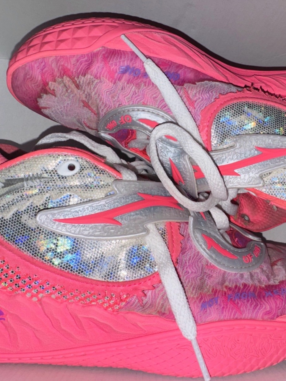 Puma Pink Athletic Sneakers with Holographic Panels